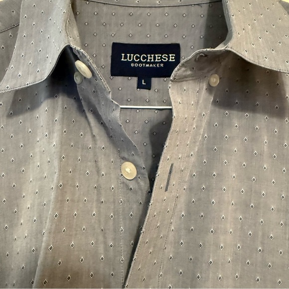 Lucchese Men’s Long Sleeve Button-Down Shirt Size L Gray Geometric Western Style - Picture 5 of 7